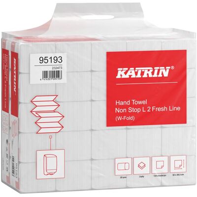 Katrin Handtücher W-Fold Interfold Non-Stop L 135, Haushaltspapier, Weiss Katrin Handtücher W-Fold Interfold Non-Stop L 135, Haushaltspapier, Weiss