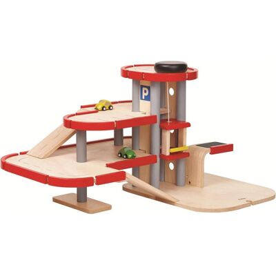 PlanToys 3-Stock Holzgarage mit Hubschrauberplattform & Autos PlanToys 3-Stock Holzgarage mit Hubschrauberplattform & Autos