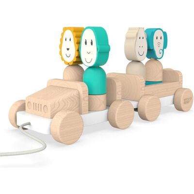 Matchstick Monkey Safari Jeep - Holzspielzeug mit Quietschen Matchstick Monkey Safari Jeep - Holzspielzeug mit Quietschen