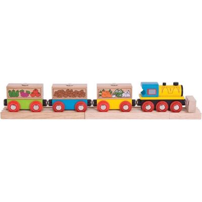 Bigjigs Holz-Schienenzug Obst und Gemüse - Zugset Bigjigs Holz-Schienenzug Obst und Gemüse - Zugset