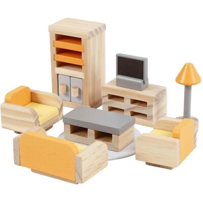 PolarB Viga Holz Puppenhaus Wohnzimmer - Spielzeugmöbelset PolarB Viga Holz Puppenhaus Wohnzimmer - Spielzeugmöbelset
