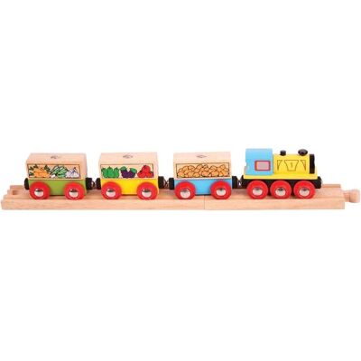 Bigjigs Holz-Schienenzug Obst und Gemüse - Zugset Bigjigs Holz-Schienenzug Obst und Gemüse - Zugset