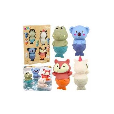 Lean Toys Set mit 4 Meerjungfrauen-Badespielzeugen aus Gummi Lean Toys Set mit 4 Meerjungfrauen-Badespielzeugen aus Gummi