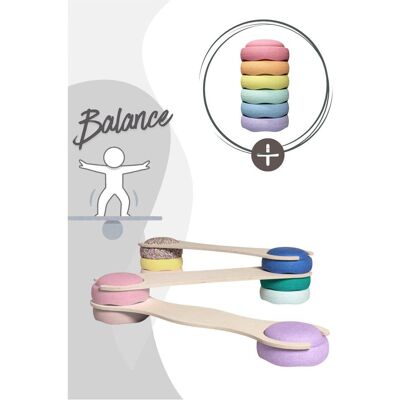 Stapelstein tiSsi Balance Board Set inkl. 6er Set Rainbow Pastel Stapelstein tiSsi Balance Board Set inkl. 6er Set Rainbow Pastel