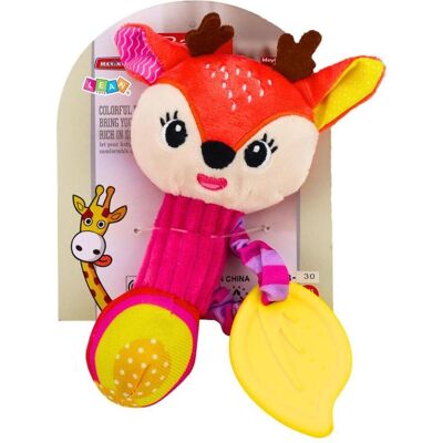 Lean Toys, Babyrassel, Plüsch-Hirschrassel mit Beissring und Quietscher für Babys Lean Toys, Babyrassel, Plüsch-Hirschrassel mit Beissring und Quietscher für Babys
