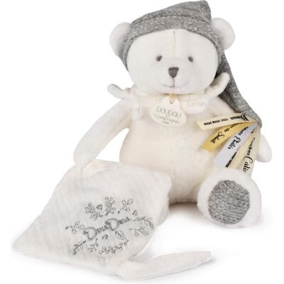 Doudou et Compagnie, Schmusetuch, Schmusetuch mit Schnullerhalter Bär silber 20cm (20 x 15 cm) Doudou et Compagnie, Schmusetuch, Schmusetuch mit Schnullerhalter Bär silber 20cm (20 x 15 cm)