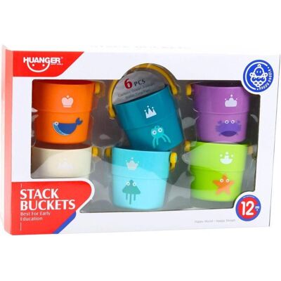 Lean Toys Lean 6-Teiliges Farbiges Badeeimer-Set Mit Löchern Lean Toys Lean 6-Teiliges Farbiges Badeeimer-Set Mit Löchern