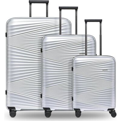 Pactastic Collection 02 THE THREE SET 4 Rollen Kofferset 3-teilig, Koffer, Silber Pactastic Collection 02 THE THREE SET 4 Rollen Kofferset 3-teilig, Koffer, Silber