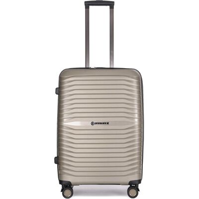Stratic Bright+ 4 Rollen Trolley M 66 cm mit Dehnfalte, Koffer, Braun, Grau Stratic Bright+ 4 Rollen Trolley M 66 cm mit Dehnfalte, Koffer, Braun, Grau