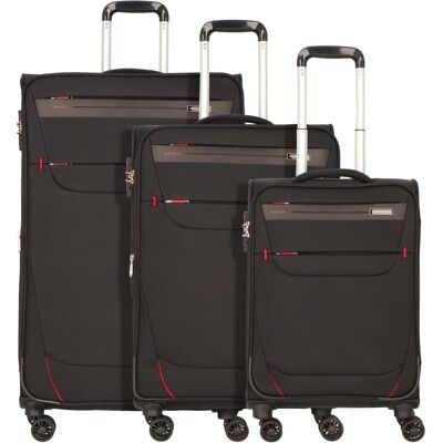 Worldpack Denver 4 Rollen Kofferset 3-teilig, Koffer, Schwarz Worldpack Denver 4 Rollen Kofferset 3-teilig, Koffer, Schwarz