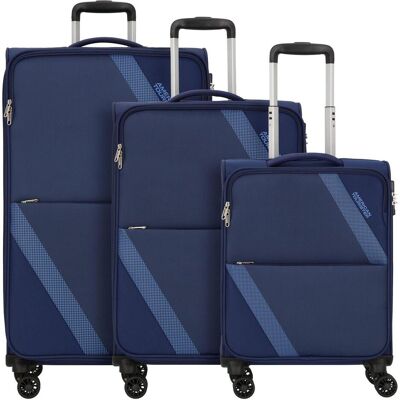 American Tourister Star Max 4 Rollen Kofferset 3-teilig mit Dehnfalte, Koffer, Blau American Tourister Star Max 4 Rollen Kofferset 3-teilig mit Dehnfalte, Koffer, Blau