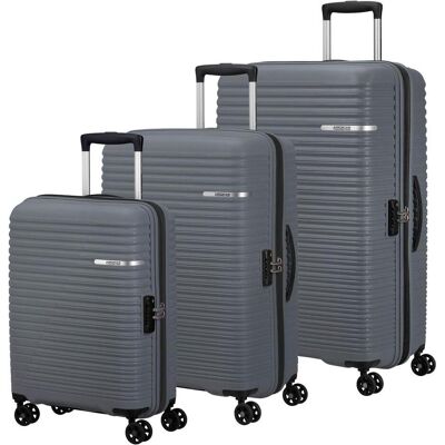 American Tourister Liftoff 4 Rollen Kofferset 3-teilig mit Dehnfalte, Koffer, Grau, Blau American Tourister Liftoff 4 Rollen Kofferset 3-teilig mit Dehnfalte, Koffer, Grau, Blau