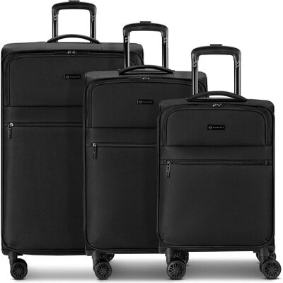 Bugatti Valencia Soft 4 Rollen Kofferset 3-teilig mit Dehnfalte, Koffer, Schwarz Bugatti Valencia Soft 4 Rollen Kofferset 3-teilig mit Dehnfalte, Koffer, Schwarz