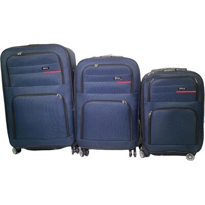 HTI-Living 3-teiliges Softkoffer-Set mit Teleskopstange und 4 Doppelrollen, Koffer, Blau HTI-Living 3-teiliges Softkoffer-Set mit Teleskopstange und 4 Doppelrollen, Koffer, Blau