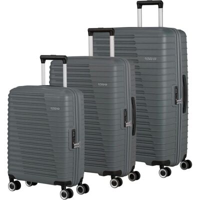 American Tourister Roadrush Trolley Set A, Koffer, Schwarz, Grau American Tourister Roadrush Trolley Set A, Koffer, Schwarz, Grau
