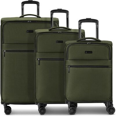 Bugatti Valencia Soft 4 Rollen Kofferset 3-teilig mit Dehnfalte, Koffer, Grün Bugatti Valencia Soft 4 Rollen Kofferset 3-teilig mit Dehnfalte, Koffer, Grün