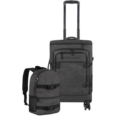Normani Reisetrolley mit Rucksackfunktion und kleinem 5L Rucksack - 9883, Koffer, Schwarz, Grau Normani Reisetrolley mit Rucksackfunktion und kleinem 5L Rucksack - 9883, Koffer, Schwarz, Grau