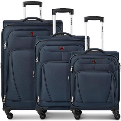 Wenger Beaumont 4 Rollen Kofferset 3-teilig mit Dehnfalte, Koffer, Blau Wenger Beaumont 4 Rollen Kofferset 3-teilig mit Dehnfalte, Koffer, Blau