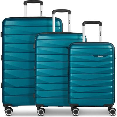Bench Paris 4 Rollen Kofferset 3-teilig mit Dehnfalte, Koffer, Türkis Bench Paris 4 Rollen Kofferset 3-teilig mit Dehnfalte, Koffer, Türkis