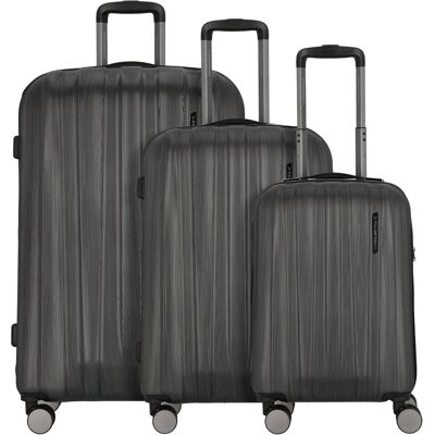 Polestream Moonrock 4 Rollen Kofferset 3-teilig mit Dehnfalte, Koffer, Schwarz Polestream Moonrock 4 Rollen Kofferset 3-teilig mit Dehnfalte, Koffer, Schwarz