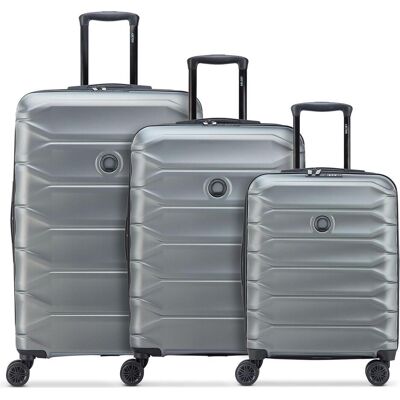 Delsey Meteor 4 Rollen Kofferset 3-teilig mit Dehnfalte, Koffer, Grau Delsey Meteor 4 Rollen Kofferset 3-teilig mit Dehnfalte, Koffer, Grau