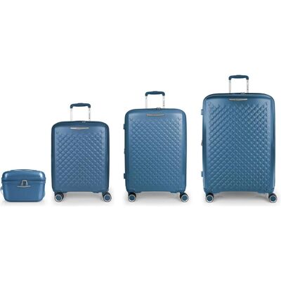 Gabol Queens 4 Rollen Kofferset 4-teilig mit Dehnfalte, Koffer, Blau Gabol Queens 4 Rollen Kofferset 4-teilig mit Dehnfalte, Koffer, Blau