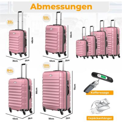 Kesser Hartschalenkofferset mit Trolley & Zubehör (4-teilig), Koffer, Rosa Kesser Hartschalenkofferset mit Trolley & Zubehör (4-teilig), Koffer, Rosa