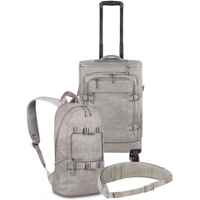 Normani Reisetrolley mit kleinem 8L Rucksack und Hüftgurt - 9887, Koffer, Beige Normani Reisetrolley mit kleinem 8L Rucksack und Hüftgurt - 9887, Koffer, Beige