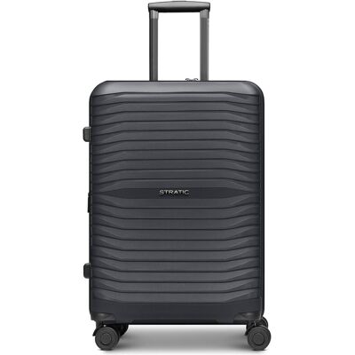 Stratic Shine 4 Rollen Trolley 65 cm mit Dehnfalte, Koffer, Schwarz Stratic Shine 4 Rollen Trolley 65 cm mit Dehnfalte, Koffer, Schwarz
