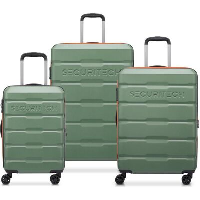 Delsey Securitech von Paris - Gepäckset Citadel - 3 -Stück - Handgepäck 37L + Roller Gepäck 77L und, Koffer, Grün Delsey Securitech von Paris - Gepäckset Citadel - 3 -Stück - Handgepäck 37L + Roller Gepäck 77L und, Koffer, Grün