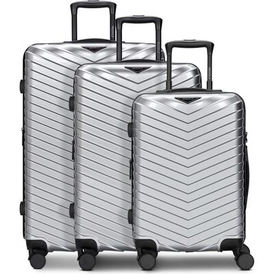 Redolz Essentials 18 4 Rollen Kofferset 3-teilig mit Dehnfalte, Koffer, Silber Redolz Essentials 18 4 Rollen Kofferset 3-teilig mit Dehnfalte, Koffer, Silber
