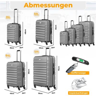 Kesser 4-teiliges ABS-Hartschalenkofferset, Koffer, Silber Kesser 4-teiliges ABS-Hartschalenkofferset, Koffer, Silber