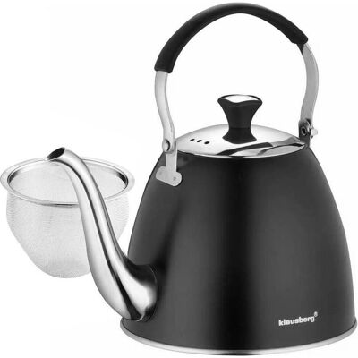 Klausberg 1,1L Schwarzer Teekanne mit Infusor - Wasserkocher Klausberg 1,1L Schwarzer Teekanne mit Infusor - Wasserkocher