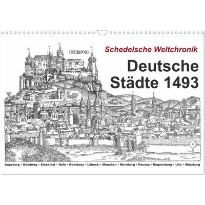 Calvendo, Kalender, Schedelsche Weltchronik Deutsche Städte 1493 (Wandkalender 2026 DIN A3 quer), Monatska (A3) Calvendo, Kalender, Schedelsche Weltchronik Deutsche Städte 1493 (Wandkalender 2026 DIN A3 quer), Monatska (A3)