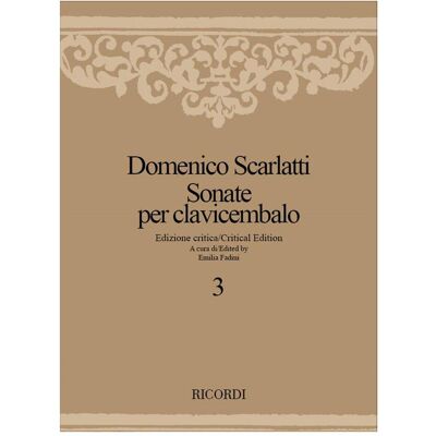 Ricordi Sonate per clavicembalo vol. 3, Fachbücher von Domenico Scarlatti Ricordi Sonate per clavicembalo vol. 3, Fachbücher von Domenico Scarlatti