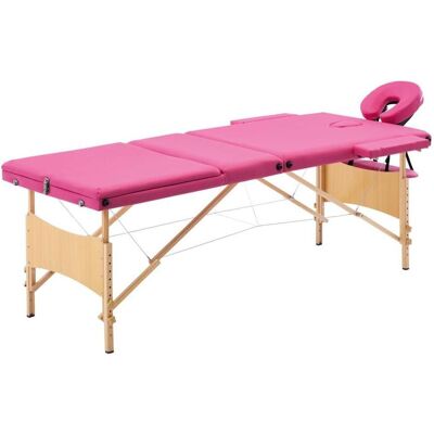 vidaXL Massageliege Pink - 3-Zonen Klappbar mit Holzgestell vidaXL Massageliege Pink - 3-Zonen Klappbar mit Holzgestell