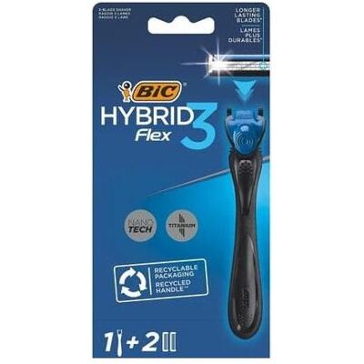 Bic, Nassrasierer, Hybrid 3 Flex Nachfüllbares Rasiererset für Männer 3-Klingen-Minen Bic, Nassrasierer, Hybrid 3 Flex Nachfüllbares Rasiererset für Männer 3-Klingen-Minen