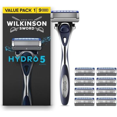 Wilkinson, Nassrasierer, Hydro 5 Hautschutzrasierer + 9 Köpfe Wilkinson, Nassrasierer, Hydro 5 Hautschutzrasierer + 9 Köpfe
