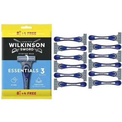 Wilkinson, Nassrasierer, Extra 3 Essentials Razor With 3 Blades 8 Pieces 4 Free Wilkinson, Nassrasierer, Extra 3 Essentials Razor With 3 Blades 8 Pieces 4 Free
