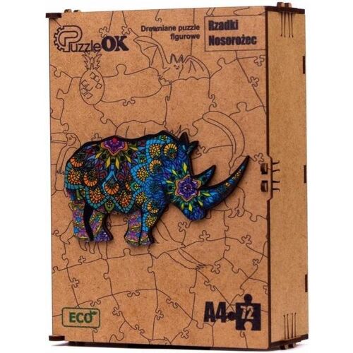 PuzzleOk Wooden Puzzle EKO 72 Rare Rhinoceros A4 PuzA4-01740