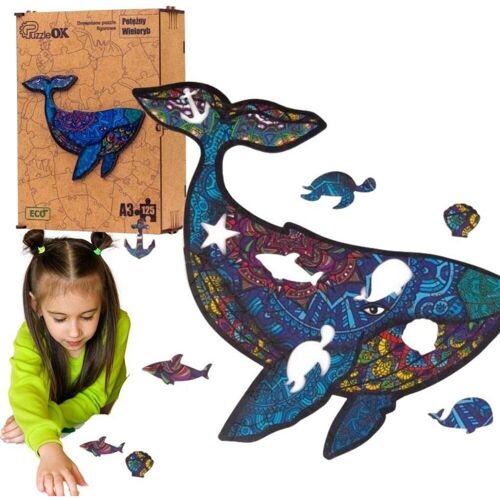 PuzzleOk Öko-Puzzle aus Holz 125 Ein mächtiger Wal A3