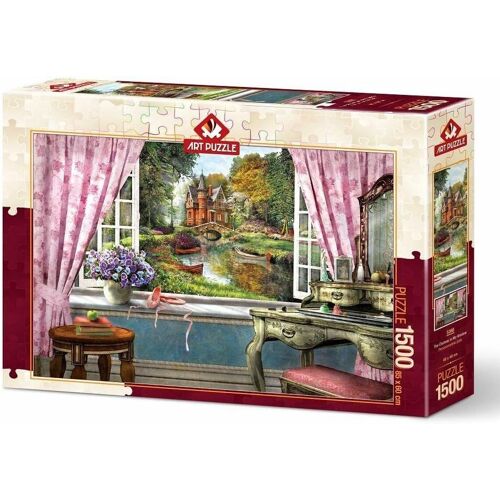 Puzzle Artpuzzle Puzzle 1500 Ein Fenster mit Blick auf ein wunderschönes Häuschen (1500 Teile)