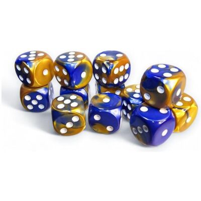 Chessex Würfelset Gemini 16 mm d6 Blau-Gold/Weiss 12 Stk. Chessex Würfelset Gemini 16 mm d6 Blau-Gold/Weiss 12 Stk.