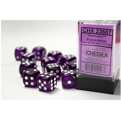 Chessex Würfelset Transparent 16 mm d6 Violett/Weiss 12 Stk. Chessex Würfelset Transparent 16 mm d6 Violett/Weiss 12 Stk.