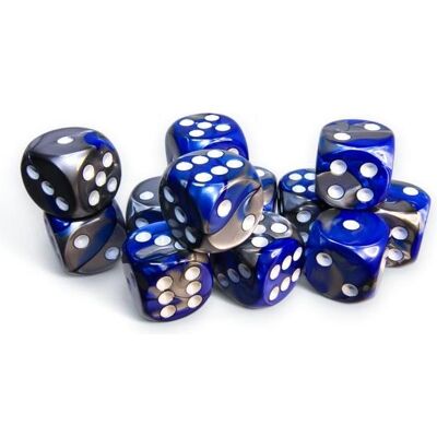 Chessex Würfelset Gemini 16 mm d6 Blau-Stahl/Weiss 12 Stk. Chessex Würfelset Gemini 16 mm d6 Blau-Stahl/Weiss 12 Stk.