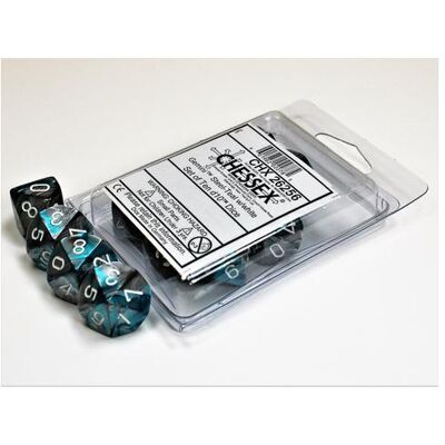Chessex Gemini Steel-Teal/white Set of Ten d10s Chessex Gemini Steel-Teal/white Set of Ten d10s