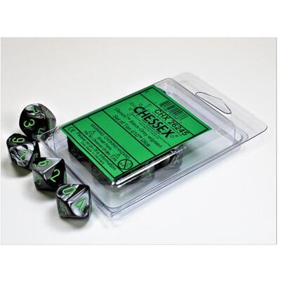 Chessex Gemini Black-Grey/green Set of Ten d10s Chessex Gemini Black-Grey/green Set of Ten d10s