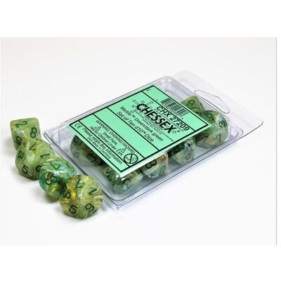 Chessex Marble Green/dark green Set of Ten d10s Chessex Marble Green/dark green Set of Ten d10s