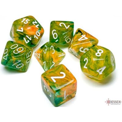 Chessex 7 Die Sets - Nebula Tm Spring/White Luminary 7-Die Set Chessex 7 Die Sets - Nebula Tm Spring/White Luminary 7-Die Set