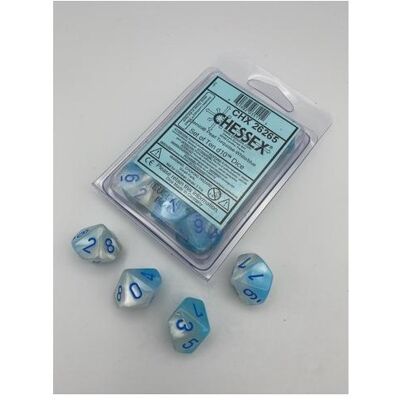 Chessex Gemini Pearl Turquoise-White/blue Luminary Set of 10 d10s Chessex Gemini Pearl Turquoise-White/blue Luminary Set of 10 d10s